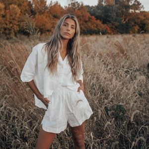 Rowie the Label White Linen Shorts XS